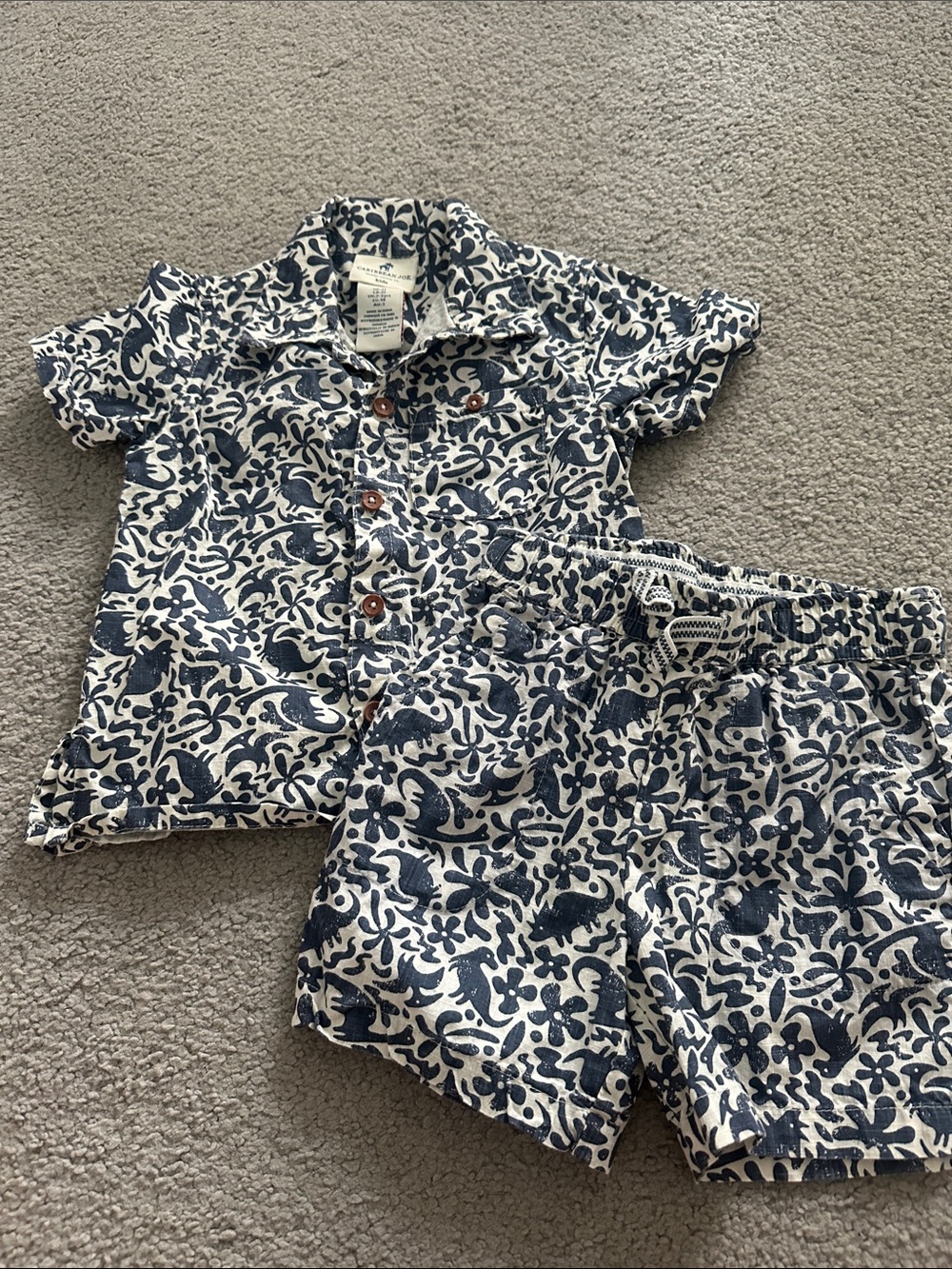 Caribbean Joe Navy and White Floral Short Set